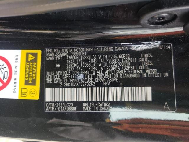 Photo 9 VIN: 2T2BK1BAXFC273262 - LEXUS RX 350 BAS 