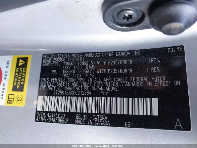 Photo 8 VIN: 2T2BK1BAXFC312884 - LEXUS RX 