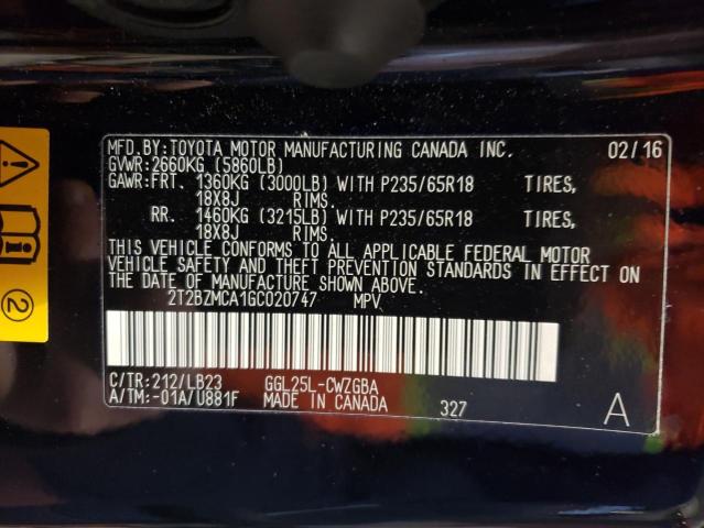 Photo 12 VIN: 2T2BZMCA1GC020747 - LEXUS RX 350 BAS 