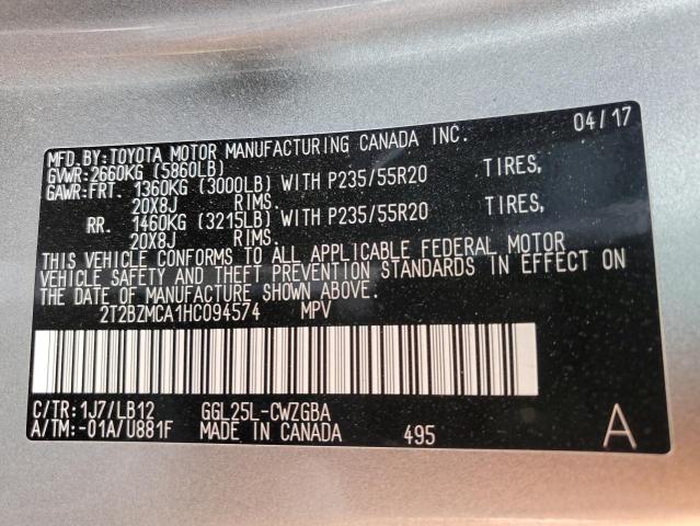 Photo 13 VIN: 2T2BZMCA1HC094574 - LEXUS RX 350 BAS 