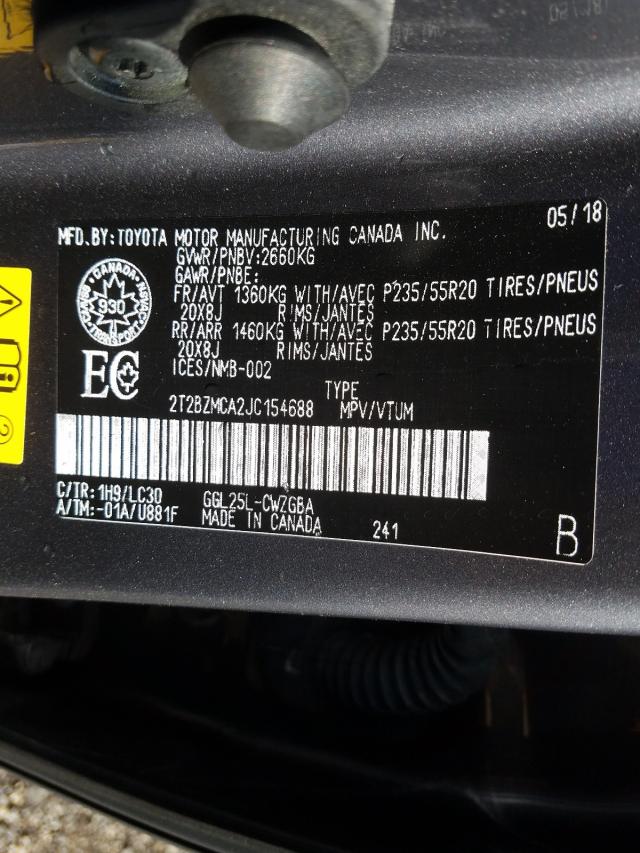 Photo 9 VIN: 2T2BZMCA2JC154688 - LEXUS RX 350 BAS 