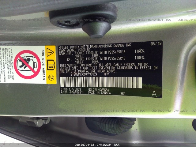 Photo 8 VIN: 2T2BZMCA2KC199924 - LEXUS RX 