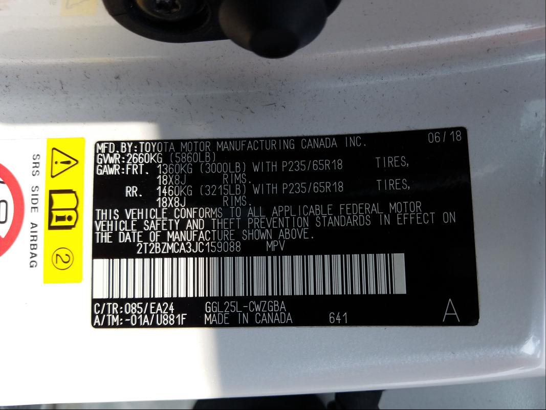 Photo 9 VIN: 2T2BZMCA3JC159088 - LEXUS RX 350 