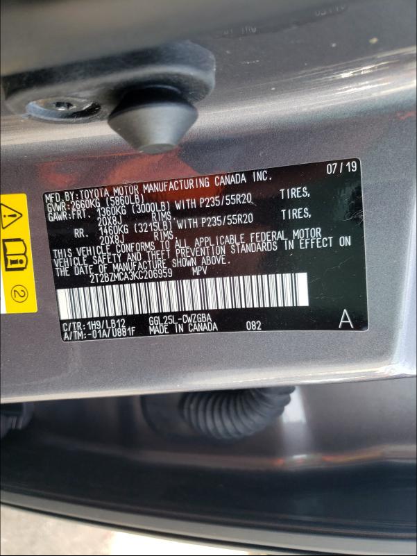 Photo 9 VIN: 2T2BZMCA3KC206959 - LEXUS RX350 