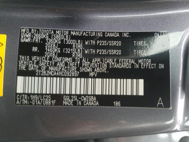 Photo 9 VIN: 2T2BZMCA4HC092897 - LEXUS RX 350 BAS 