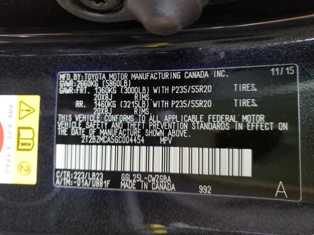 Photo 9 VIN: 2T2BZMCA5GC004454 - LEXUS RX 350 BAS 