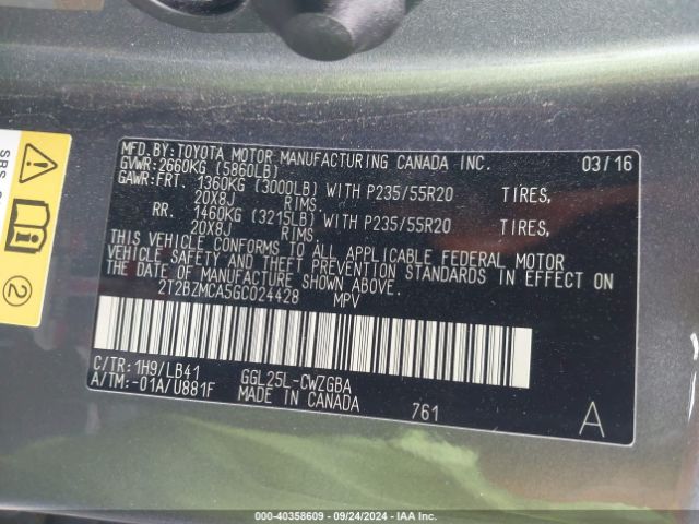 Photo 8 VIN: 2T2BZMCA5GC024428 - LEXUS RX 