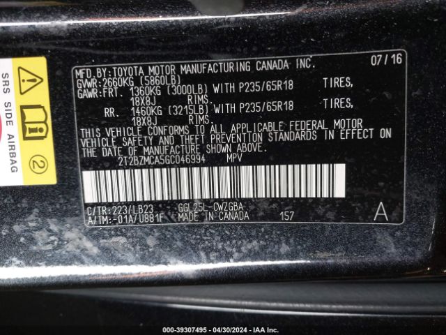 Photo 8 VIN: 2T2BZMCA5GC046994 - LEXUS RX 350 