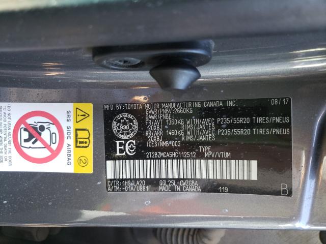 Photo 9 VIN: 2T2BZMCA5HC112512 - LEXUS RX 350 BAS 