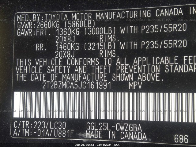 Photo 8 VIN: 2T2BZMCA5JC161991 - LEXUS RX 350 