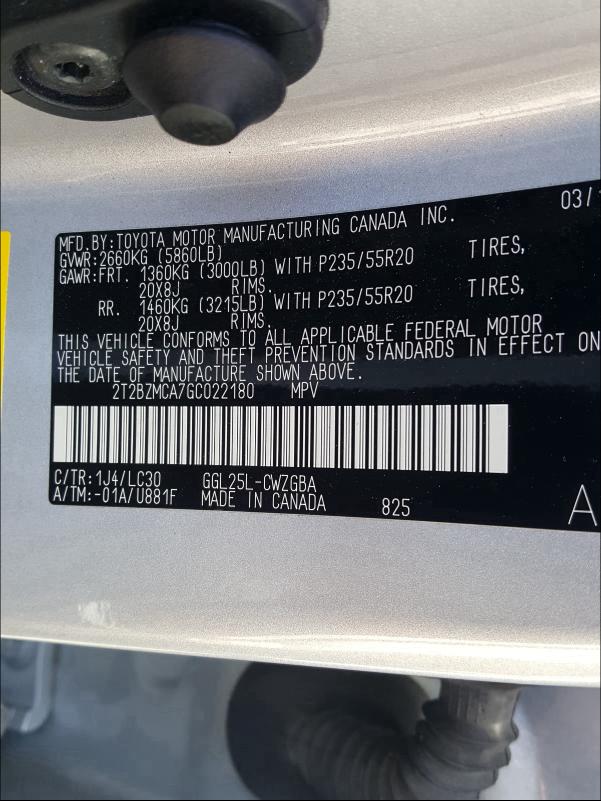 Photo 9 VIN: 2T2BZMCA7GC022180 - LEXUS RX 350 BAS 