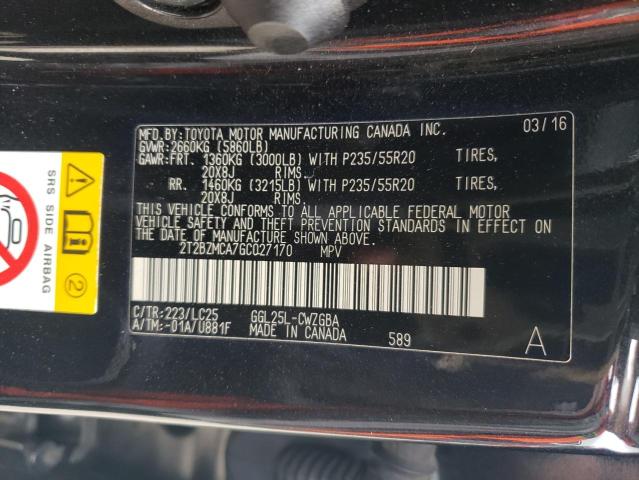 Photo 12 VIN: 2T2BZMCA7GC027170 - LEXUS RX 350 BAS 