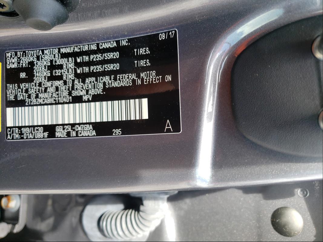 Photo 9 VIN: 2T2BZMCA8HC110401 - LEXUS RX 350 BAS 