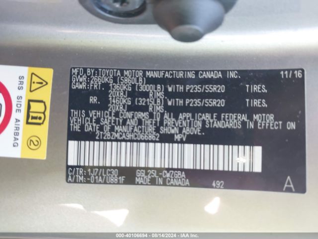 Photo 8 VIN: 2T2BZMCA9HC066862 - LEXUS RX 