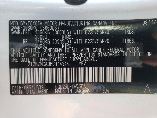 Photo 9 VIN: 2T2BZMCA9HC114344 - LEXUS RX 350 BAS 