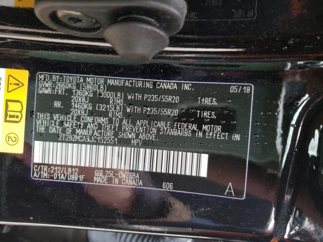 Photo 9 VIN: 2T2BZMCA9JC152551 - LEXUS RX 350 BAS 