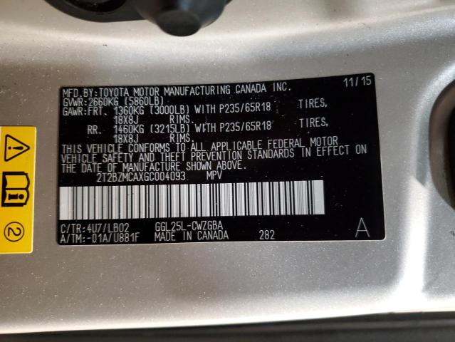 Photo 9 VIN: 2T2BZMCAXGC004093 - LEXUS RX 350 BAS 