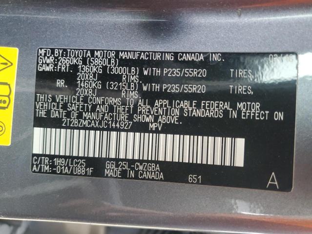 Photo 12 VIN: 2T2BZMCAXJC144927 - LEXUS RX 350 BAS 