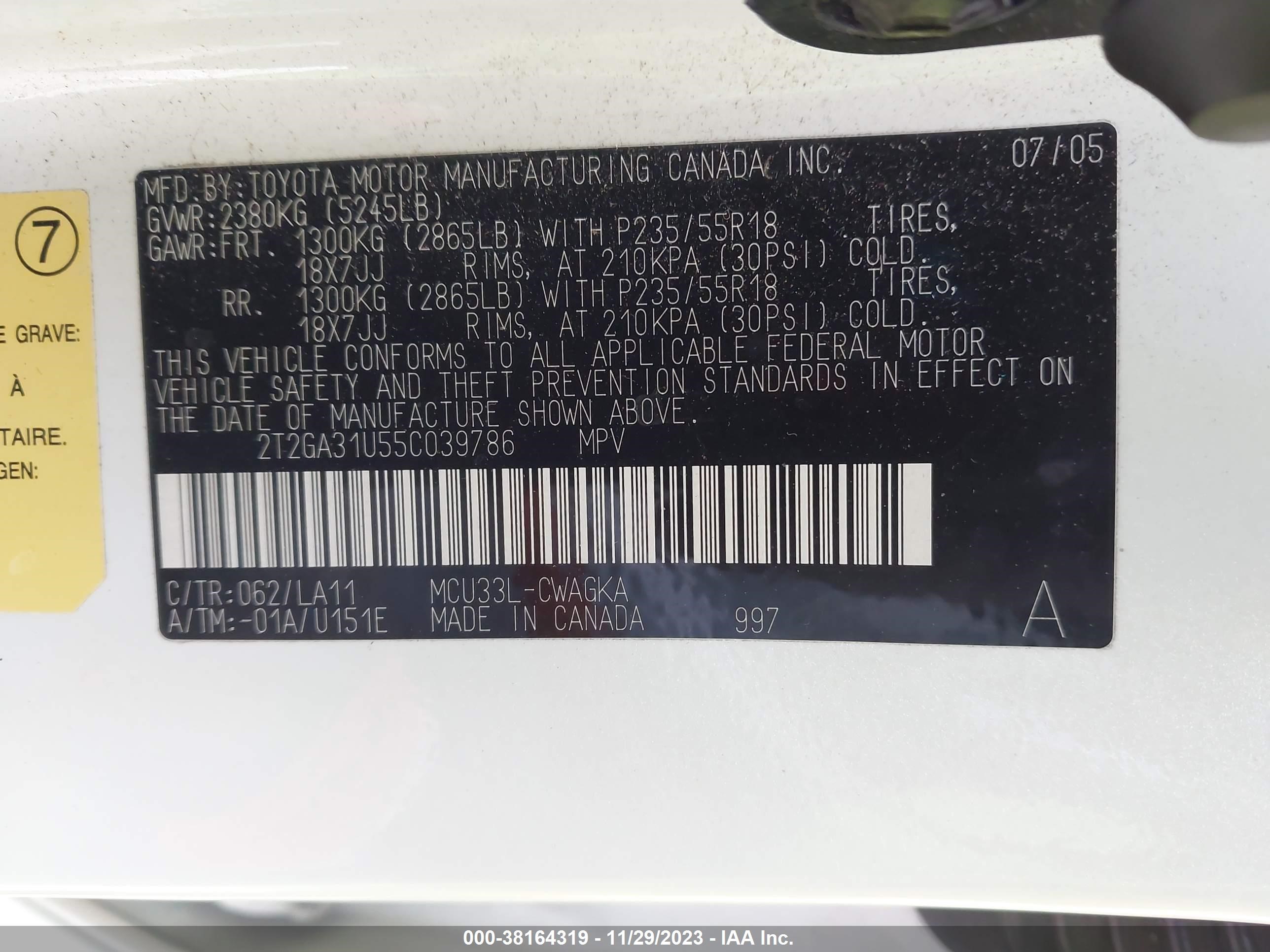 Photo 8 VIN: 2T2GA31U55C039786 - LEXUS RX 