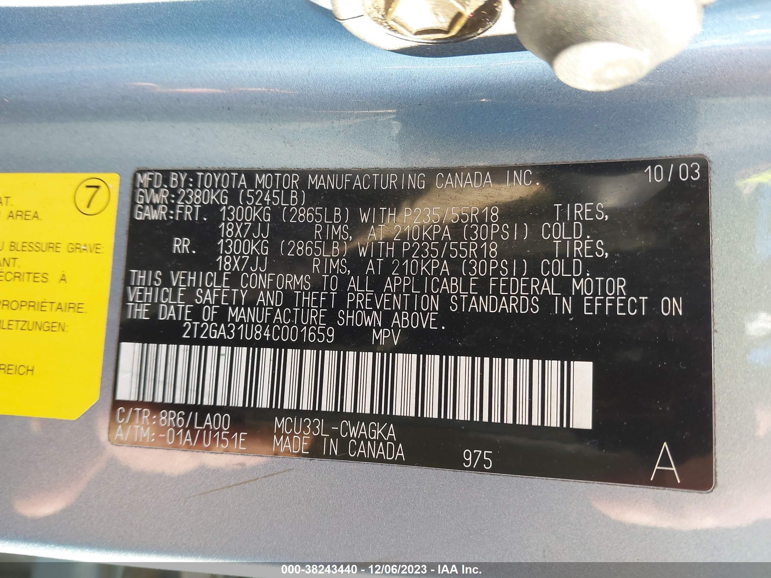 Photo 8 VIN: 2T2GA31U84C001659 - LEXUS RX 