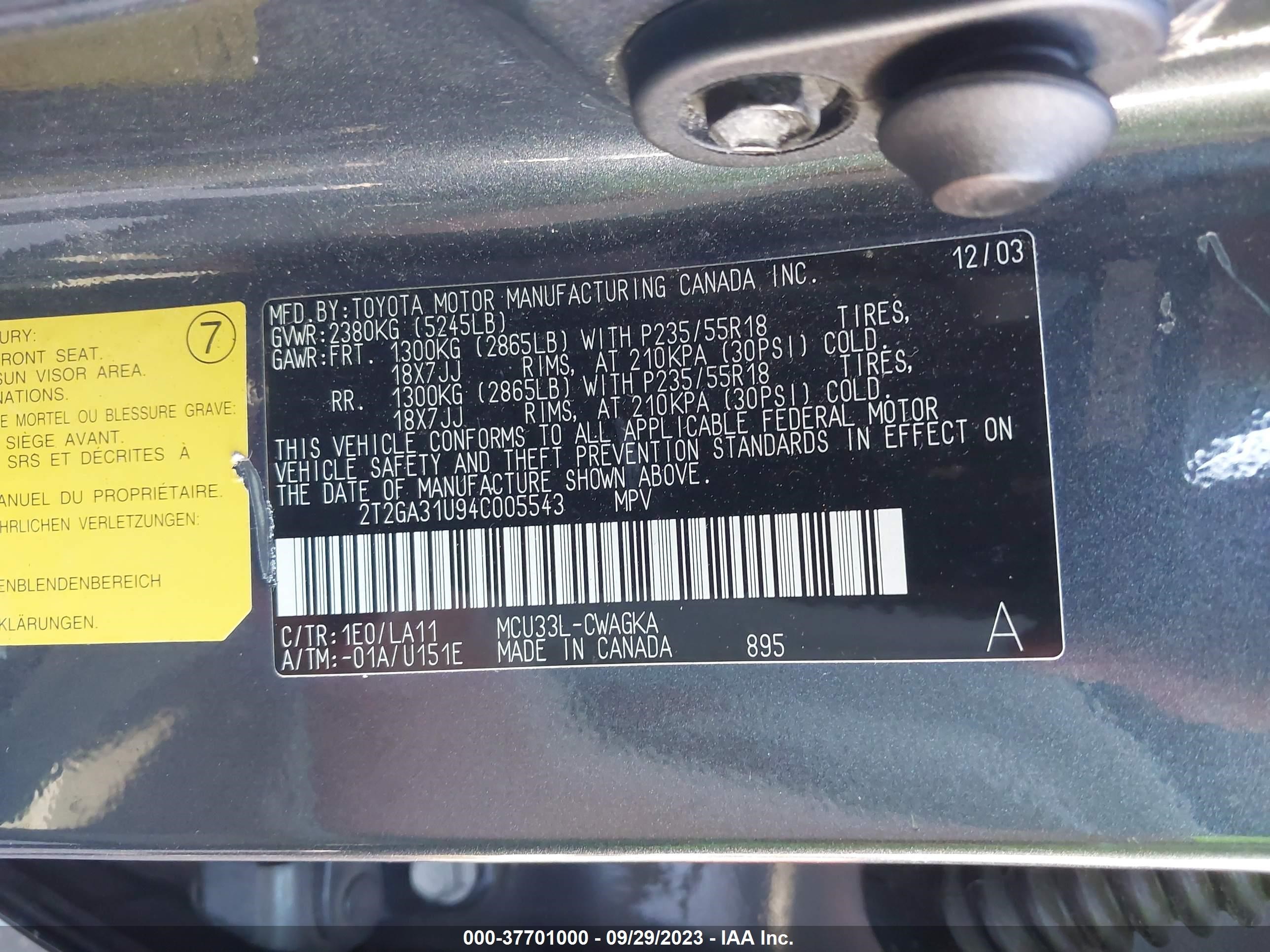 Photo 8 VIN: 2T2GA31U94C005543 - LEXUS RX 