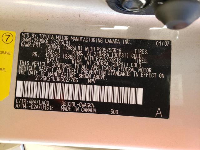 Photo 12 VIN: 2T2GK31U38C027766 - LEXUS RX 350 