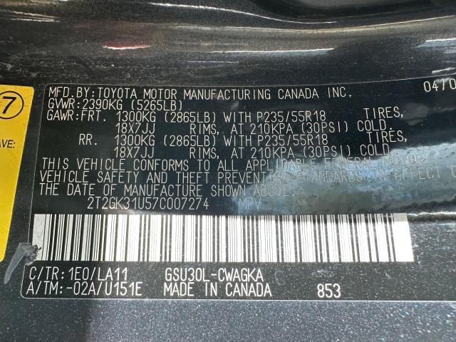 Photo 9 VIN: 2T2GK31U57C007274 - LEXUS RX350 