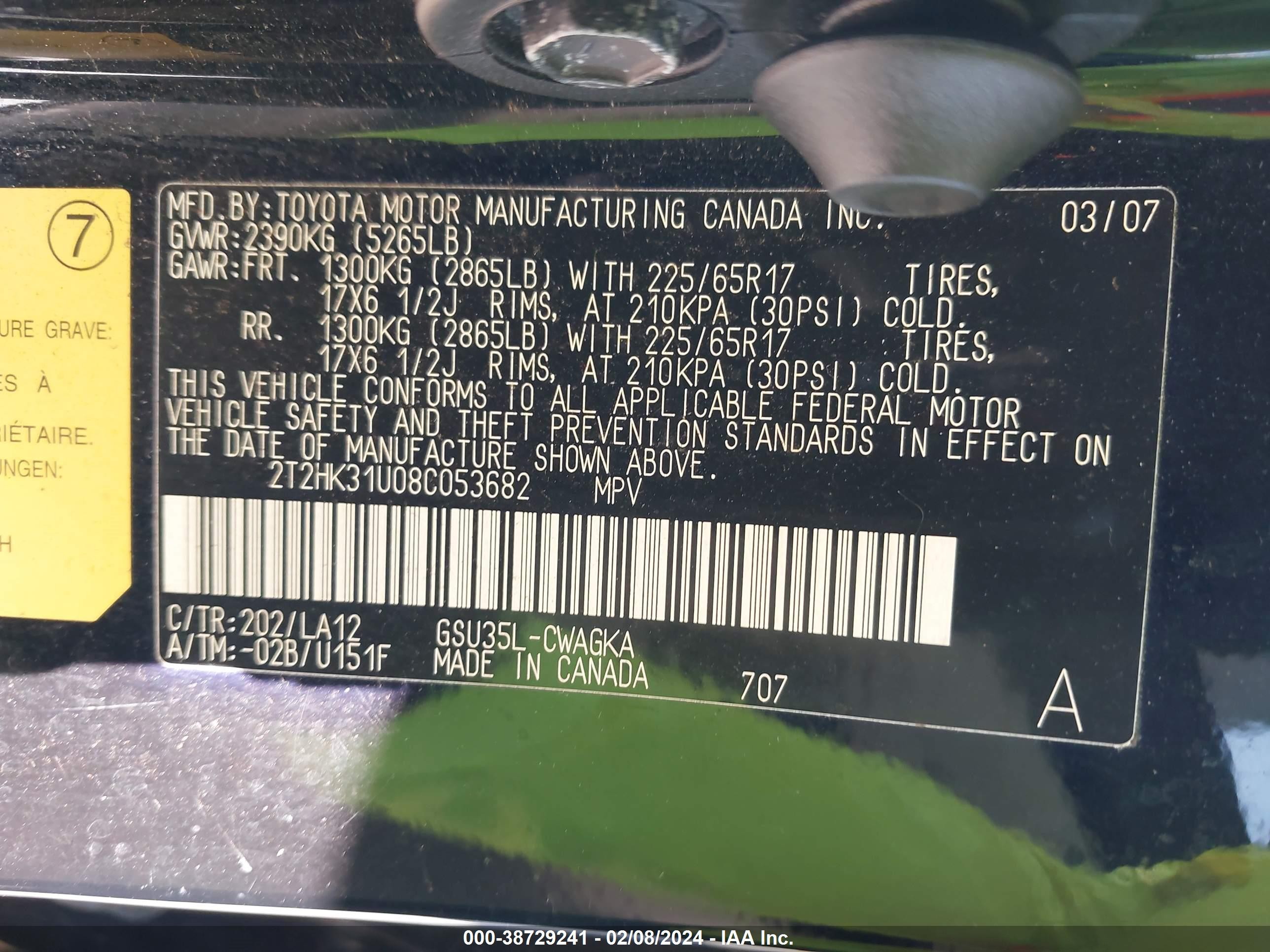 Photo 8 VIN: 2T2HK31U08C053682 - LEXUS RX 
