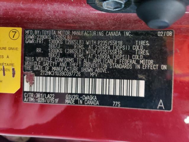 Photo 11 VIN: 2T2HK31U39C097726 - LEXUS RX 350 