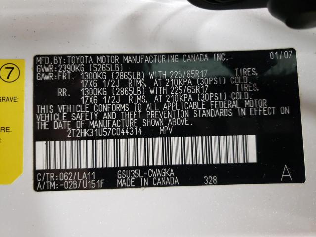 Photo 12 VIN: 2T2HK31U57C044314 - LEXUS RX 350 