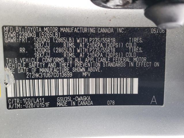 Photo 9 VIN: 2T2HK31U67C013699 - LEXUS RX 350 