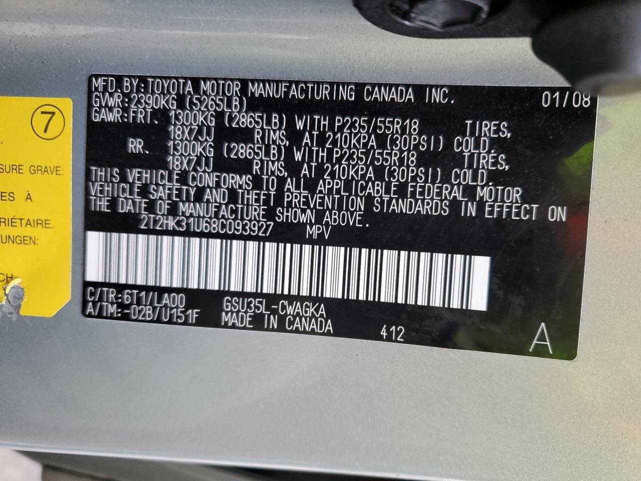 Photo 13 VIN: 2T2HK31U68C093927 - LEXUS RX 