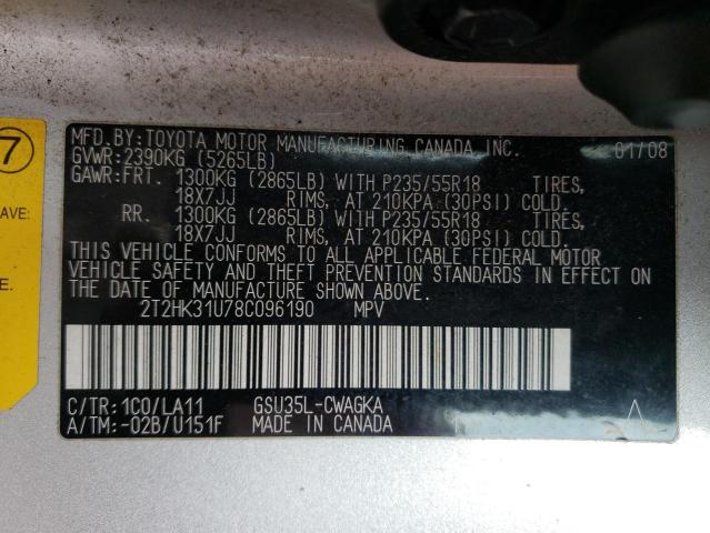 Photo 12 VIN: 2T2HK31U78C096190 - LEXUS RX350 