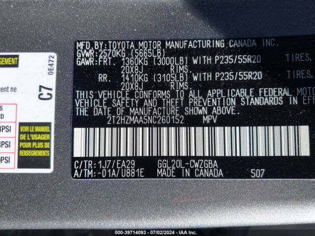 Photo 8 VIN: 2T2HZMAA5NC260152 - LEXUS RX 350 