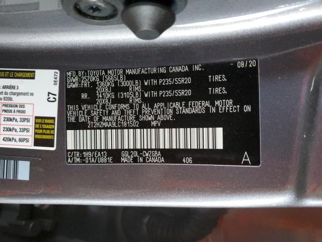 Photo 12 VIN: 2T2HZMAA9LC181502 - LEXUS RX 350 