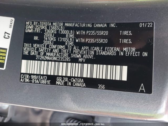 Photo 8 VIN: 2T2HZMAA9NC235285 - LEXUS RX 350 