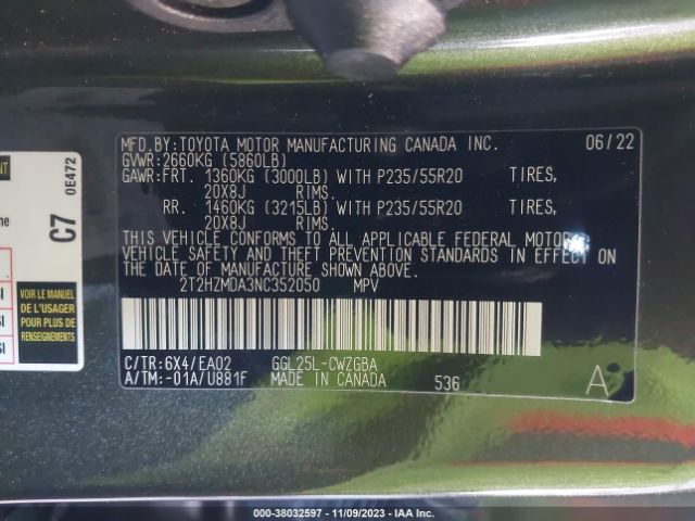 Photo 8 VIN: 2T2HZMDA3NC352050 - LEXUS RX 350 