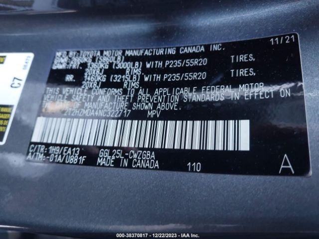 Photo 8 VIN: 2T2HZMDA4NC322717 - LEXUS RX 350 