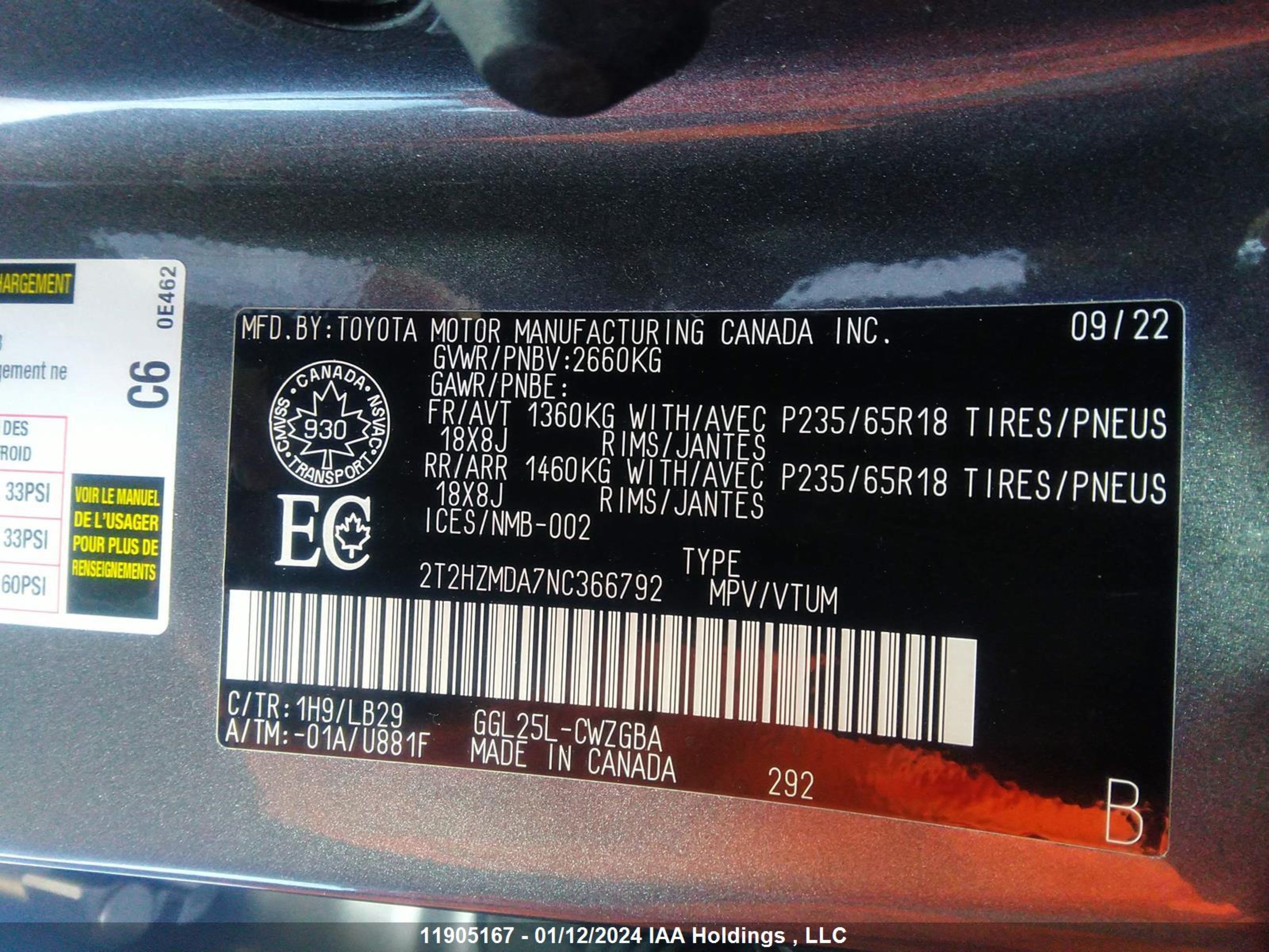 Photo 8 VIN: 2T2HZMDA7NC366792 - LEXUS RX 