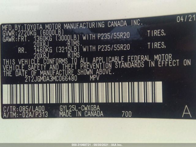 Photo 8 VIN: 2T2JGMDA3MC066480 - LEXUS RX 450H 