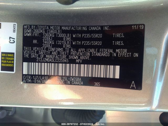 Photo 8 VIN: 2T2JZMDA5LC225945 - LEXUS RX 