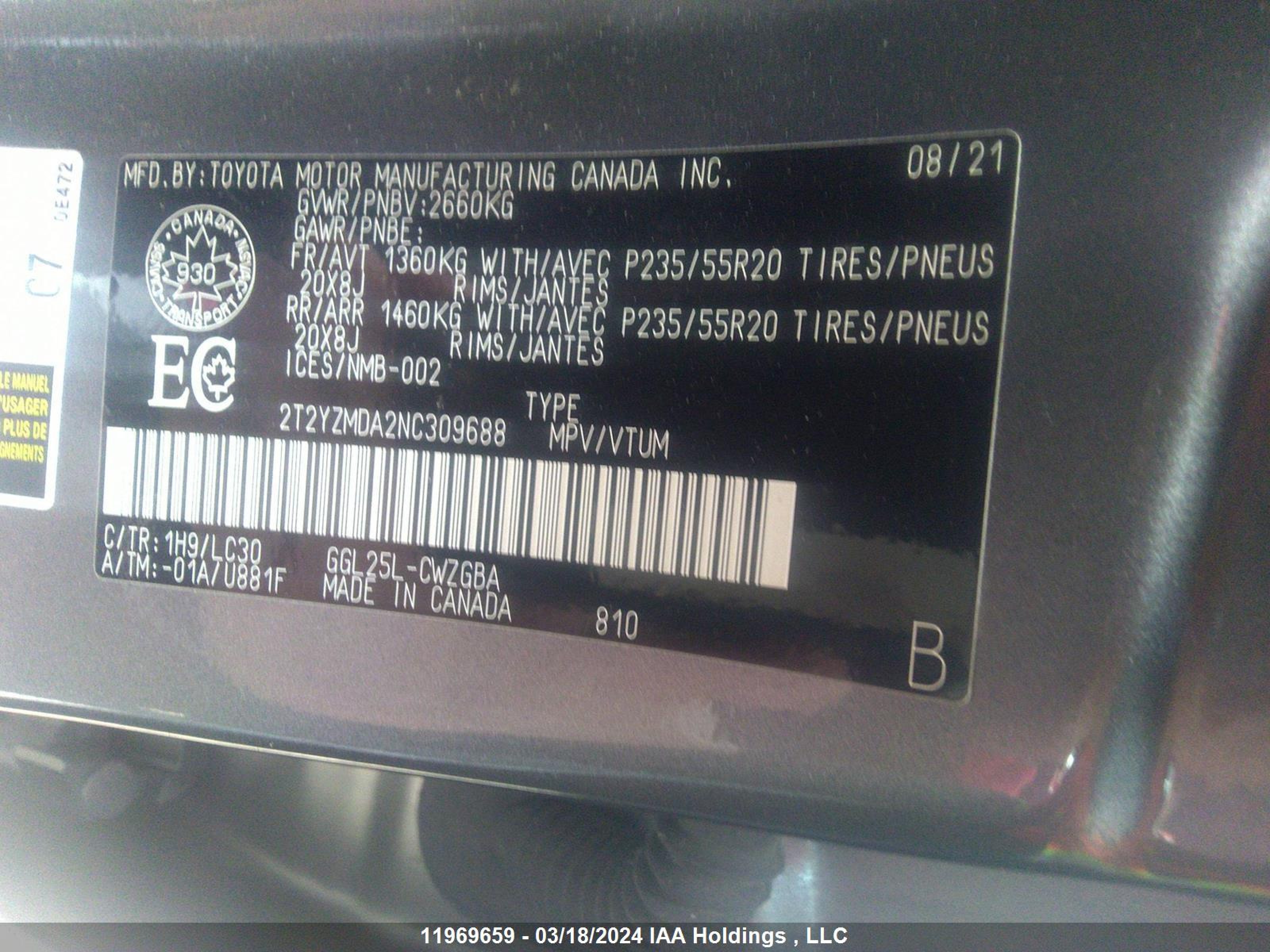 Photo 8 VIN: 2T2YZMDA2NC309688 - LEXUS RX 