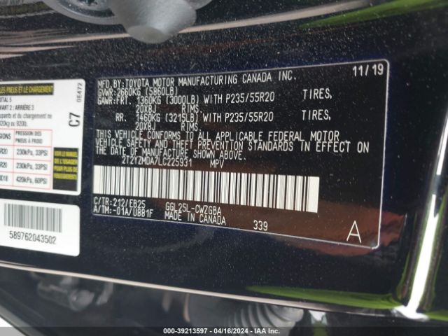 Photo 8 VIN: 2T2YZMDA7LC225931 - LEXUS RX 350 