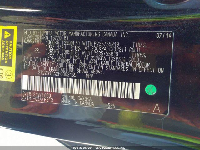 Photo 8 VIN: 2T2ZB1BA2FC002159 - LEXUS RX 450H 