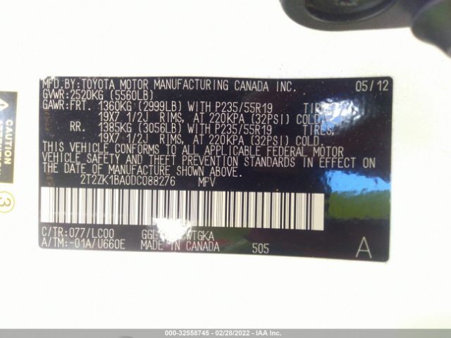 Photo 8 VIN: 2T2ZK1BA0DC088276 - LEXUS RX 350 