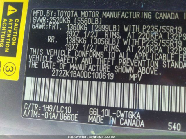 Photo 8 VIN: 2T2ZK1BA0DC100619 - LEXUS RX 350 