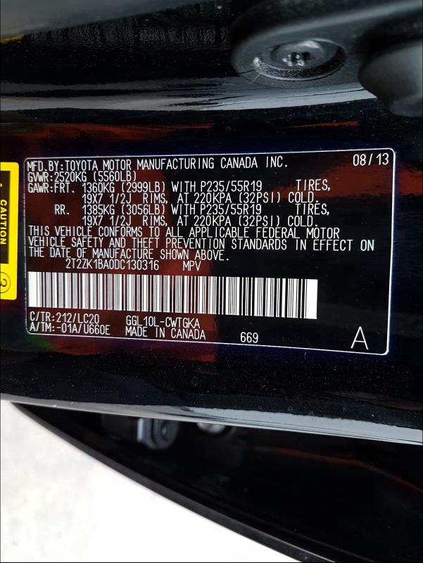 Photo 9 VIN: 2T2ZK1BA0DC130316 - LEXUS RX 350 