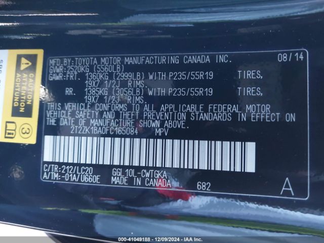 Photo 8 VIN: 2T2ZK1BA0FC165084 - LEXUS RX 