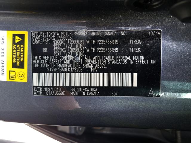 Photo 9 VIN: 2T2ZK1BA0FC173296 - LEXUS RX 350 