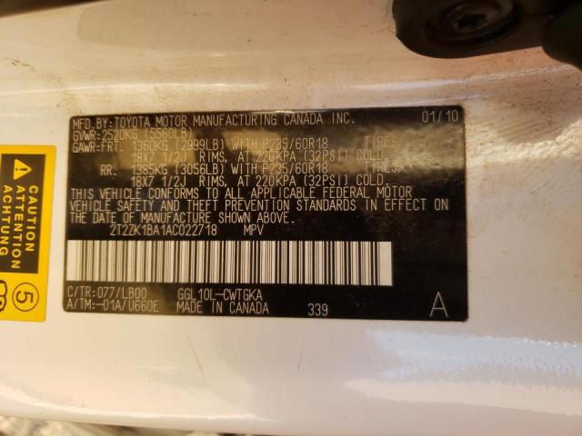 Photo 9 VIN: 2T2ZK1BA1AC022718 - LEXUS RX 350 